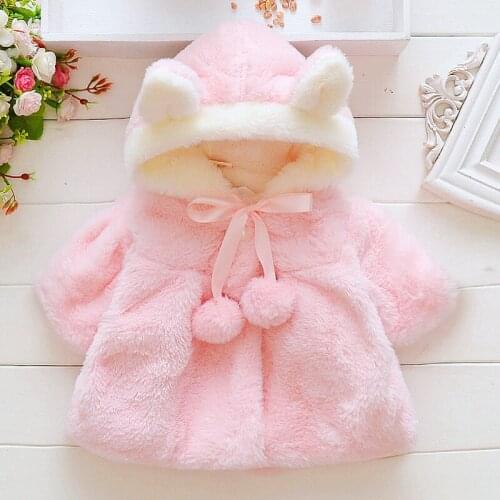 Baby Girl Clothes Winter Jacket Girl Coral Fleece Hooded Jacket Wool Sweater Plus Velvet Thick Warm Plush Jacket Baby Jacket