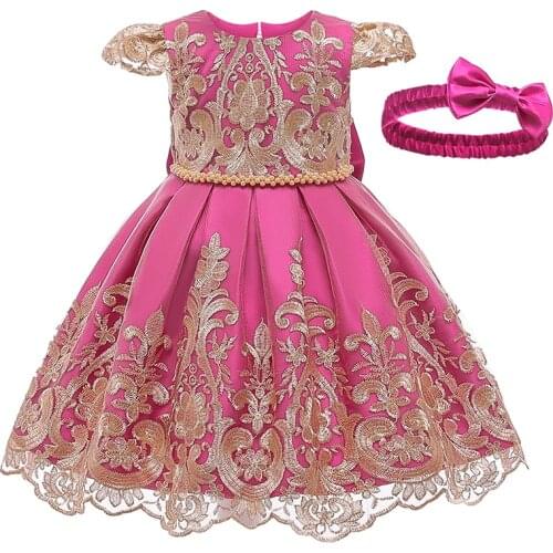Baby Dress Newborn Embroidery Bow Christening Gown Baby Girl Clothes Kids Baby Girl Birthday Princess Dress Infant Party Dresses