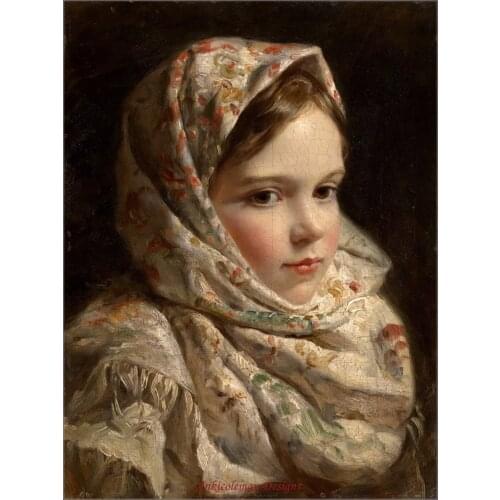 Needlework for embroidery DIY DMC High Quality - Counted Cross Stitch Kits 14 ct Oil painting - Girl in Scarf