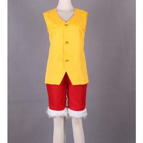 S-3XL Hot One Piece Anime Cosplay Halloween Monkey D Luffy Cos Yellow set Man Woman Cosplay Costume