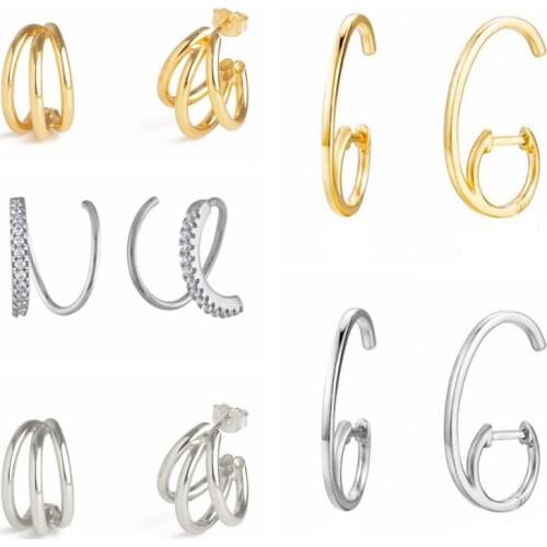 Aide 925 Sterling Silver Multi Circle Stud Earrings Personalized Piercing Pendientes for Women Girls Gift Puncture Fine Jewelry
