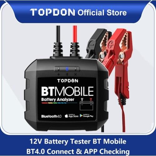 Topdon BT Mobile 12V Wireless Car Battery Tester Bluetooth Battery Monitor100 -2000CCA Auto Charger Cranking Analyzer Tool