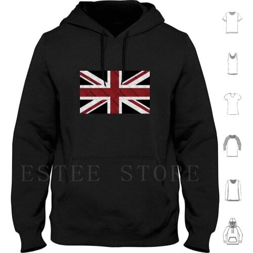 Union Jack Flag Art Deco Swing Hoodie Long Sleeve Union Jack Flag Union National United Kingdom England Brittan British