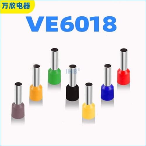 1000pcs E6018 Tubular Wire Cold Pressure Connector Electrical Terminals Cable Crimps Wire Ferrules VE6018