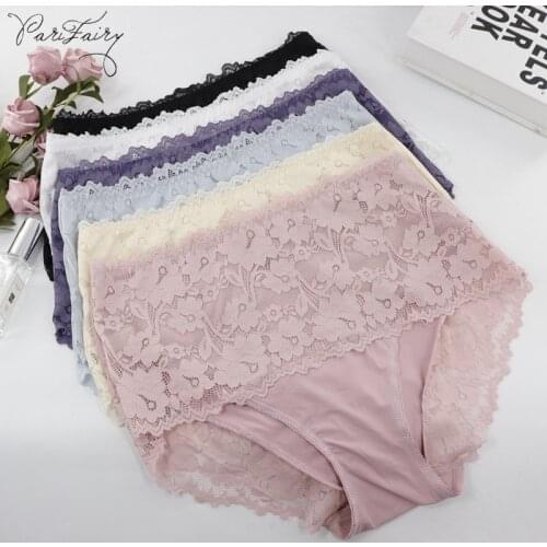 PariFairy Super Big Size Sexy Lace Underwear Women High Waist Knickers Lace Panties Mesh Lingerie Seamless Briefs 3XL 4XL 5XL