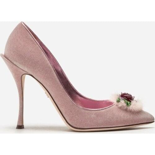 Elegant woman pink pointed toe high heel party shoes rose flower pointed toe high heel woman shoes pink high heel dress shoes