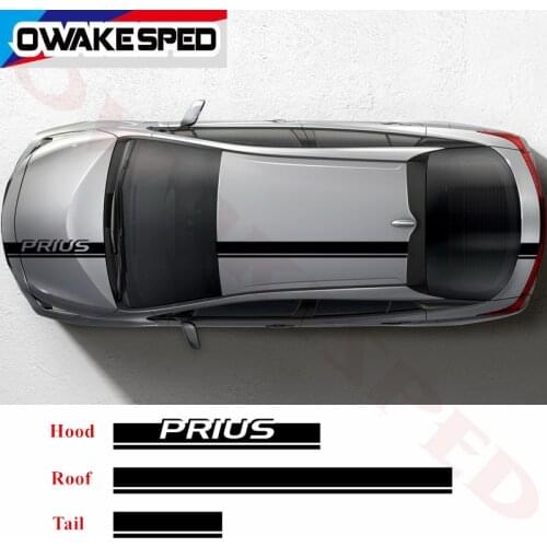 1 Set Racing Sport Stripes Car Hood Roof Tail Sticker For-Toyota Prius C TRD JDM Auto Body Decor Vinyl Decals Accessories