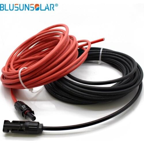 1 Pair/lot 1 Meter 4mm2 Solar Cable With pv solar Connector, Red Female, Black Male , pv solar Solar Panel Cable ConnectorSolar