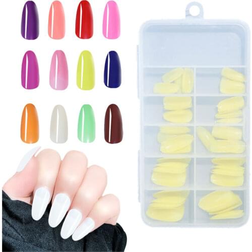 100Pcs/Box Fake Nails Tips Fashion Stiletto False Nails Pointed Sharp