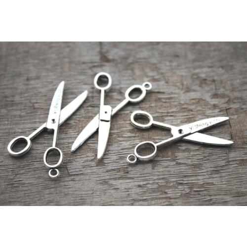 15pcs--Scissors charms,AntiqueTibetan silver Scissors Charm pendants 38mm x21mm