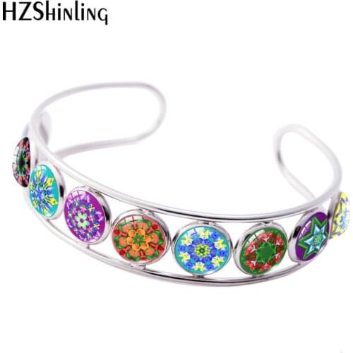 2019 New Kaleidoscope Art Adjustable Bracelets Flowers Pattern Class Jewelry Mandala Handmade Bracelet