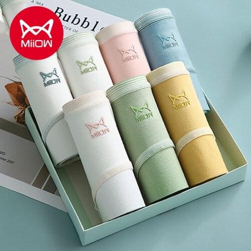 MiiOW Womens Underwear Womens Pure Cotton Antibacterial Student Mid-waist Breathable Korean Girl Triangle Shorts Women