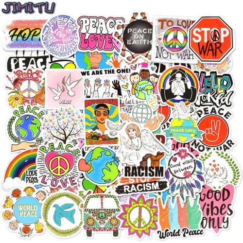 50 PCS Love And Peace Stickers Aesthetic Graffiti Hippie Sticker on Laptop Skateboard Suitcase Stationery Bike Vinyl Kid Sticker