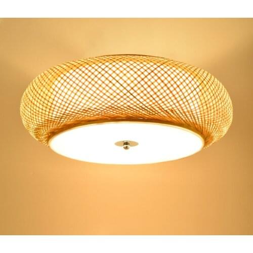 Handmade Bamboo Ceiling Lamp Chinese Style Living Room Dining Room Ceiling Lamp Garden Rattan Antique Lamp Home Decoration