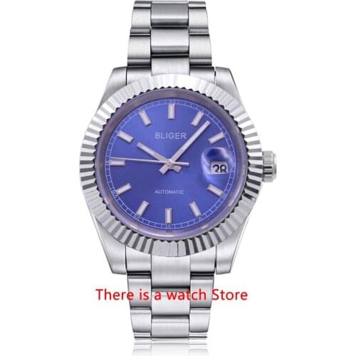 Bliger 40mm Automatic Mechanical Men Watch Luxury Calendar Luminous Waterproof Sapphire Glass Miyota Movement Mens Watch