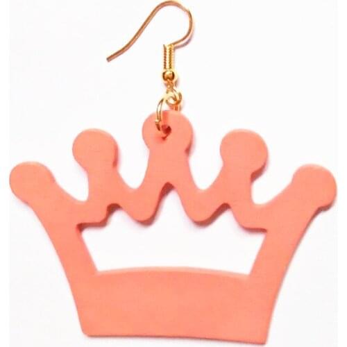 Wood Love Crown Earrings Women Drop Earrings Fashion Jewelry Eardrop Personality Hollow Hoop Earrings