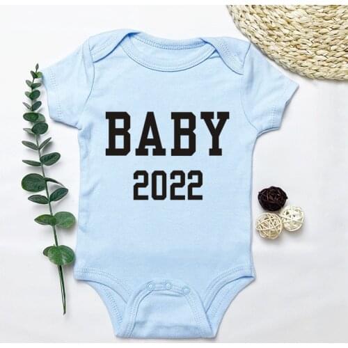 Cute Pregnancy Reveal Baby 2022 Print Baby Bodysuit Cotton Short Sleeve Newborn Baby Boys Girls Rompers Clothes