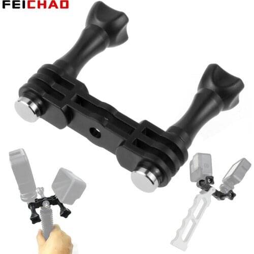 Camera Dual Head Mount Adapter Double Mounting for Gopro Hero 7/6/5/4/Yi Action Sports Camera Tripod Handle Holder
