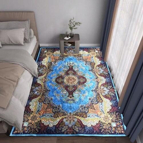 European American style Persian gold diamond velvet carpet Living Room Coffee table Bedroom Home floor mats Washable Mat blanket