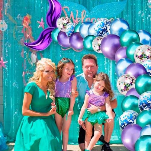 HUIRAN Mermaid Tail Latex Balloon Set Mermaid Party Wedding Decor Happy Birthday Party Decorations Baby Shower Girl Party Favors