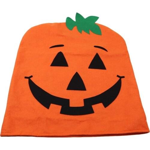 Non-woven Chair Cover Pumpkin Dining Chair Back Covers Halloween Dinner Chair Back Covers Banquet Table Party Decor