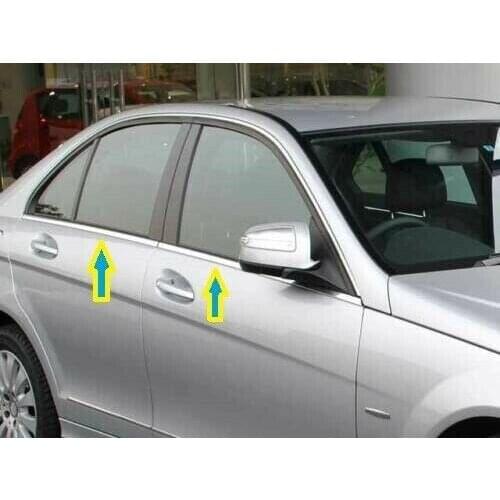 Mercedes C Class W204 SALOON 2008-2013 Chrome Windows Frame Trim 4pcs S.STEEL