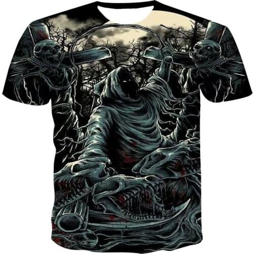 2021 Fashion Summer Tshirt Men3D Skull Printing Mens T-Shirt Breathable Streetwear Splicing Printing T Shirt Men XXS-6XL