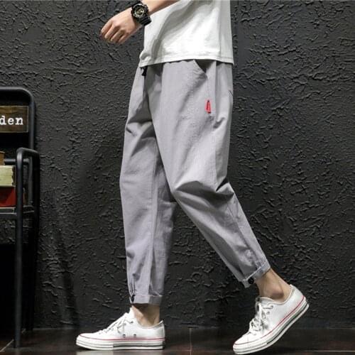 Mens Casual Pants 2021 Spring and Summer Tied Linen Streetwear Loose Plus Size Harem Pants Mens Clothing Jogging Sweatpants