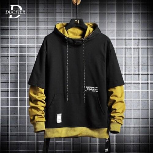 Men Casual Hoodies Patchwork 2021 Harajuku Hooded Sweatshirts Mens Hoodie Hip Hop Streetwear Hoody Pullover Tracksuit Clothing