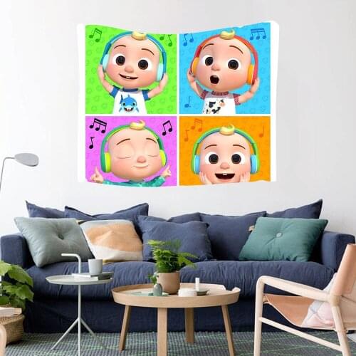 CoCoMelon JJ Digital Printed Wall Cloth Childrens Room Cartoon Decoration Office classroom Flip Chart Live Background Tapestry