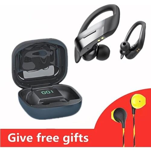 Tws Business Bluetooth Headset 9D HiFi Stereo Sport headphones Car Handsfree Earhook Wireless Earphone with Mic with free gift