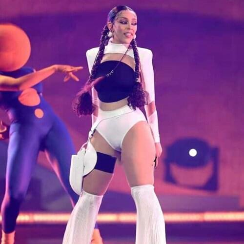 New Female Singer Stage Performance Clothing Nightclub Gogo Dancer White Suit Girls Group Hip Hop Clothing Rave Outfits DWY6042