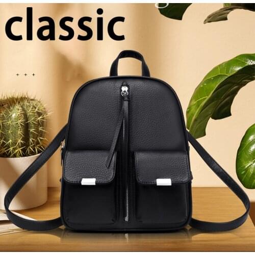 New PU Leather Backpacks for Women Designer High Quality School Bag Small Black Backpack Female Multifunctional Travel Rucksack