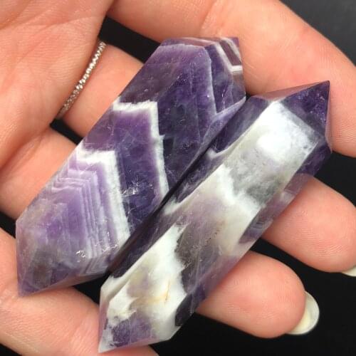 Two Natural dream amethyst wand point quartz crystals Spirit for healing home decoration
