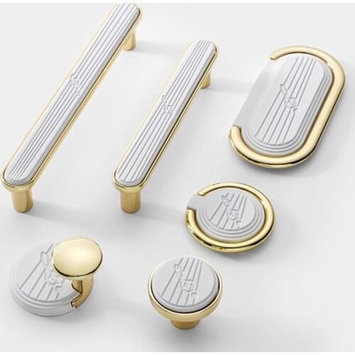 KK&FING Modern Fashion Gold White Cabinet Pulls Zinc Alloy Kitchen Cupboard Handles Drawer Knobs Furniture Door Handle Hardware