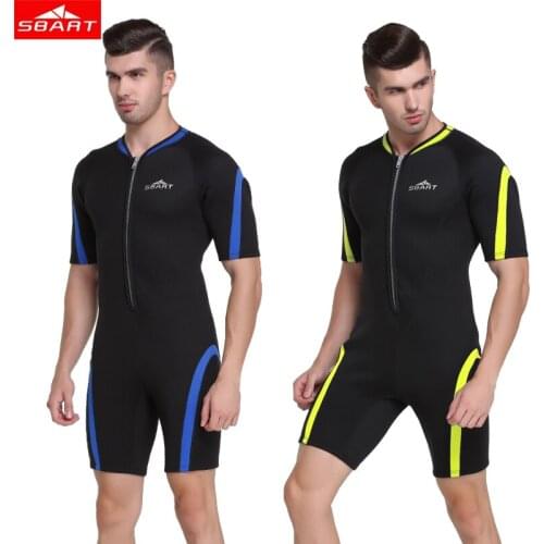 SBART Men 2mm Wetsuit Short sleeve Freediving spearfishing Diving neoprene suit snorkel swimsuit one-piece Suits surf wetsuit