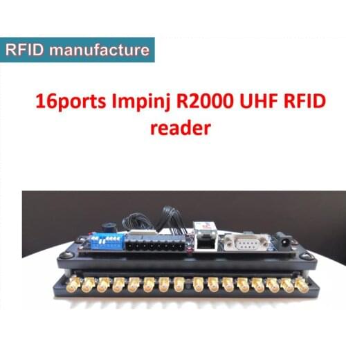 Rfid chip reader 868mhz UHF 16ports with TCP/IP or rs232 work with rfid antenna/tag rfid chip writer in warehouse asset trace