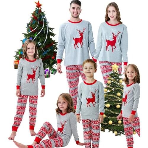 Family Christmas Pajamas Outfits Set Xmas Reindeer Family Matching Clothes Outfits Dad Mommy and Me Kids Pyjamas Clothing