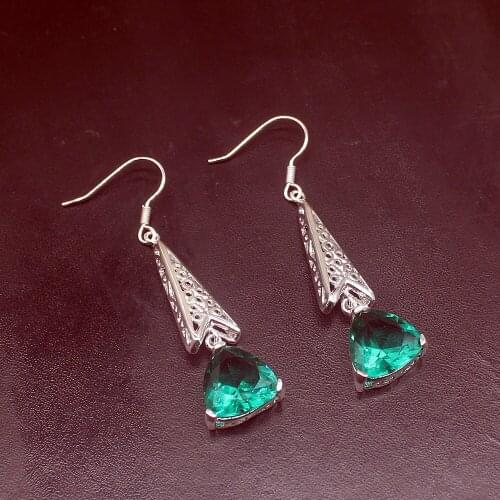 Gemstonefactory Big Promotion Single Unique 925 Silver Delicate Green Topaz Women Ladies Gifts Dangle Drop Earrings 20211799