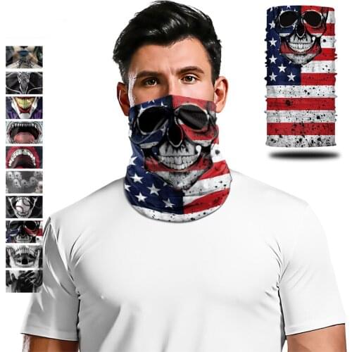 Zawaland Women Men Skull Scarves Skeleton Print Neck Scarf Carnival Dust-proof Headwear Scarf Tubular Bandana