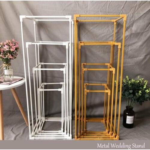 Wedding Props Wrought Iron Metal Geometric Gold Flower Frame Road Leads Frame Party Wedding Supplies Background Decoration Shelf