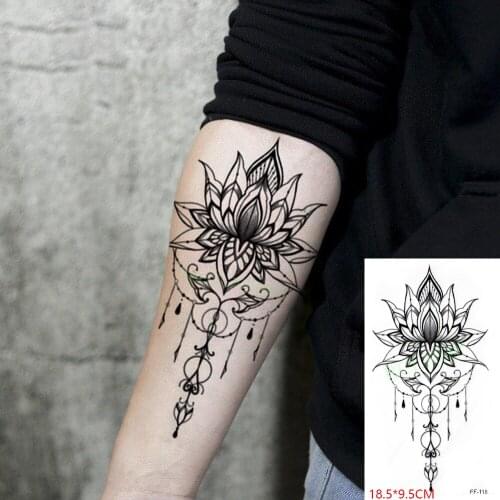 Waterproof Temporary Tattoo Sticker Lotus Sexy Necklace Diamond Flash Tatoo Fake Tatto Arm Back Leg Foot Body Art for Women Men