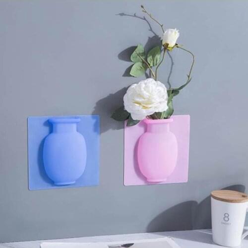 Magic Silicone Sticky Vase Flower Plant Wall Fridge Container Bottle Storage DIY