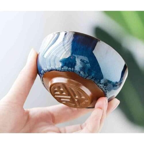 1 Piece of Chinese Ceramic Teacup Ice Cracked Glaze Cup Kung Fu Tea Set Small Porcelain Tea Bowl Tea Cup Tea Accessories Tea Cup