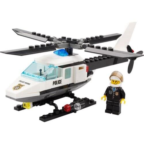 102Pcs Kaizhi 6729 Water Police Headquarters Series Police Helicopter Assembly Toy Gifts