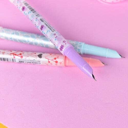 14cm Flower Multi Function Pen Cute Kawaii Candy Color Flower Plastic Fountain Pen With Ink Sac For Kids Gift Korean Stationery