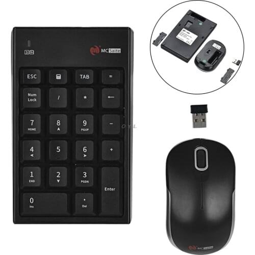 New 2.4G Auto-Link Wireless Numeric Keypad Number Keyboard & Optical Mouse Combo Set For Desktops Laptops