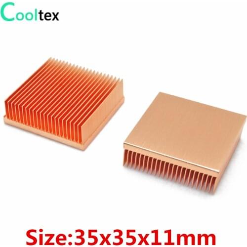 2pcs 35x35x11mm Pure Copper Heatsink Heat Sink Cooling Radiator Cooler for Raspberry pi Electronic Chip MOS IC heat dissipation