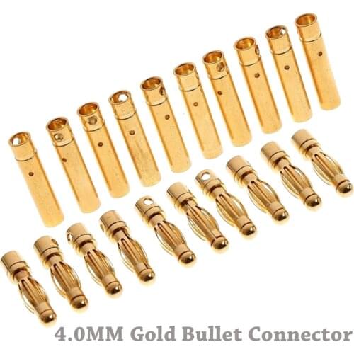 20pairs 4.0mm 4mm Gold Bullet Connector For RC Lipo Battery ESC Motor Airplane Drone Car Truck Buggy Helicopter Toys DIY Parts