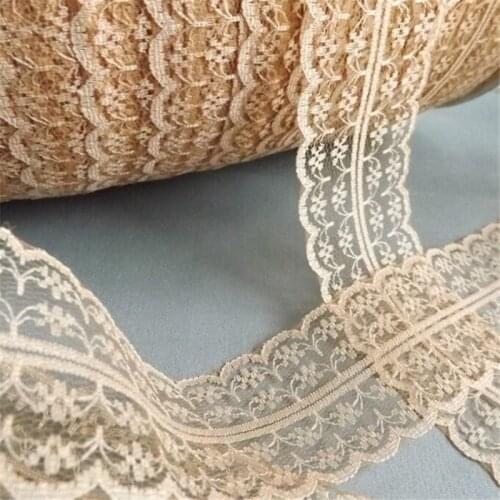 20 Yard Three Color Vintage Style african Lace Ribbon fabric Trimming Bridal Wedding Scalloped Edge 47mm 7LS03